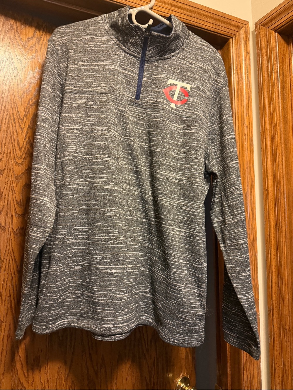 Majestic Gray Space-Dye Quarter-Zip Hoodie with Red Logo